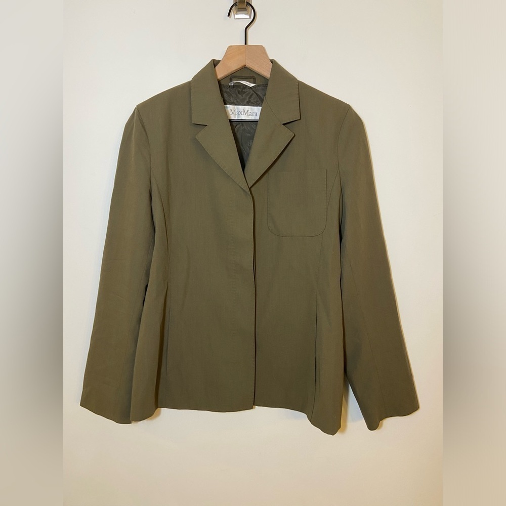 Max Mara 100% Virgin Wool Green Blazer Size 6